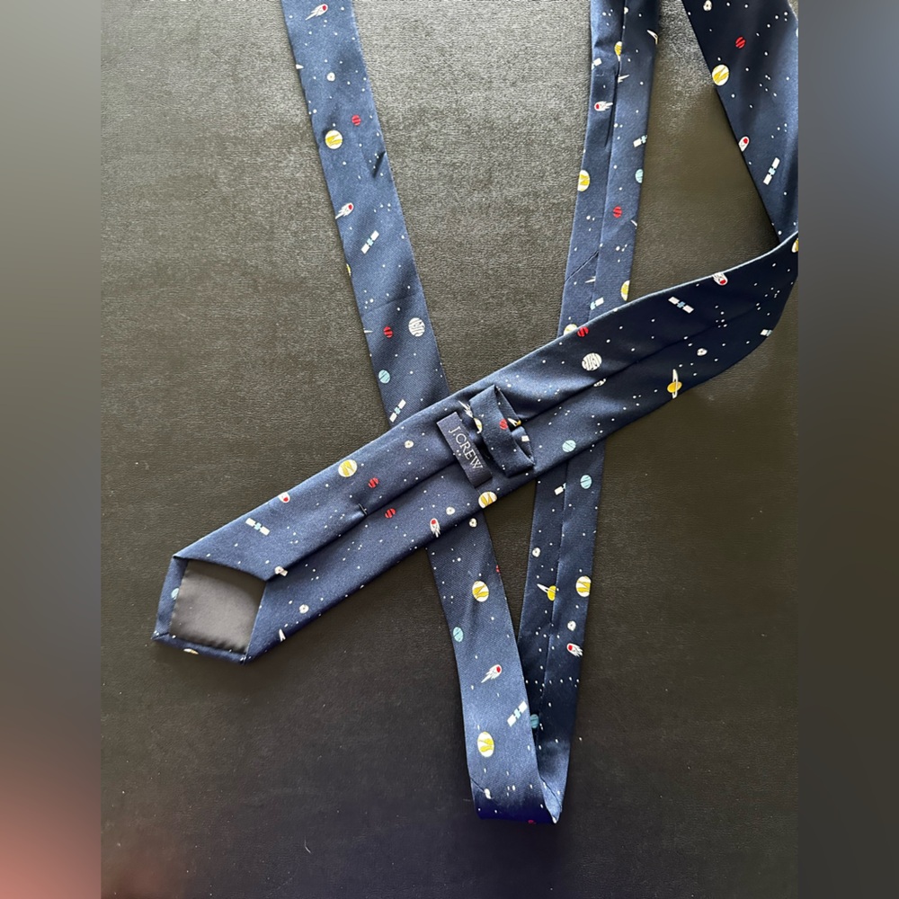 J Crew Navy Space Print Skinny Tie - Picture 2 of 2